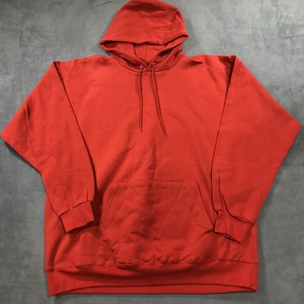 Vintage Hanes Hoodie Sweatshirt Men's XL Orange Black Pullover Skate Surf Y2K